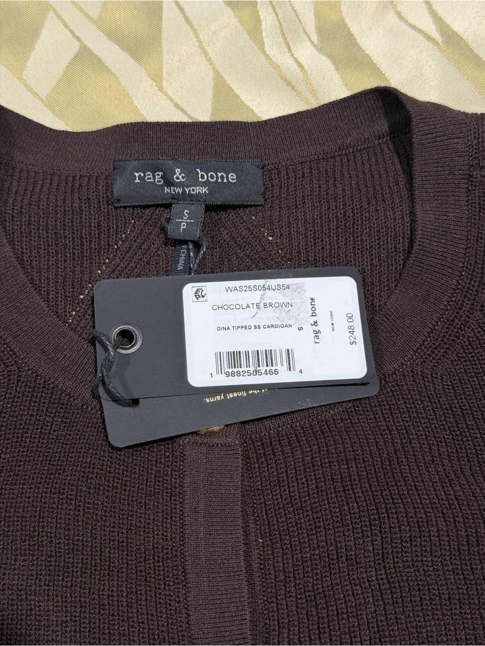 rag & bone Dina Tipped Short Sleeve Cardigan in Chocolate Brown - Picture 12 of 12